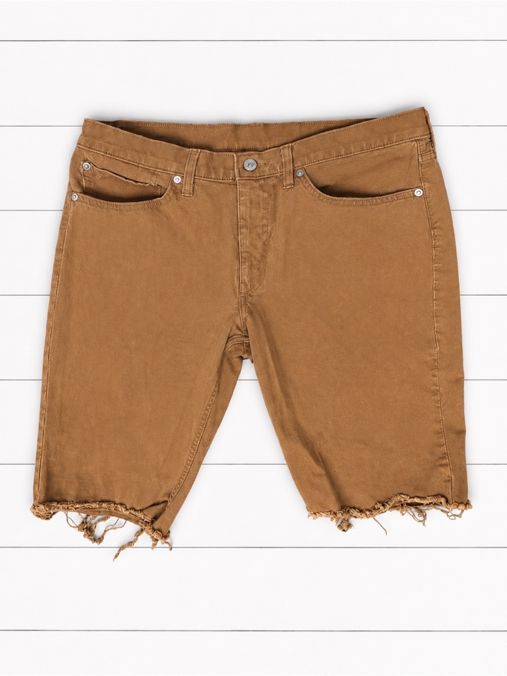 Levi’s 555 Cut-Off Jorts Men’s 34 | Tan Denim Frayed Hem Shorts - Picture 3 of 5